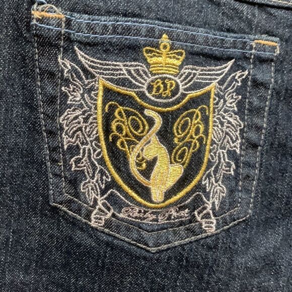 Baby Phat Girlz 10 Rolled Leg Gold Embroider And Hardware 5 Pockets Rami Cotton - Picture 9 of 12